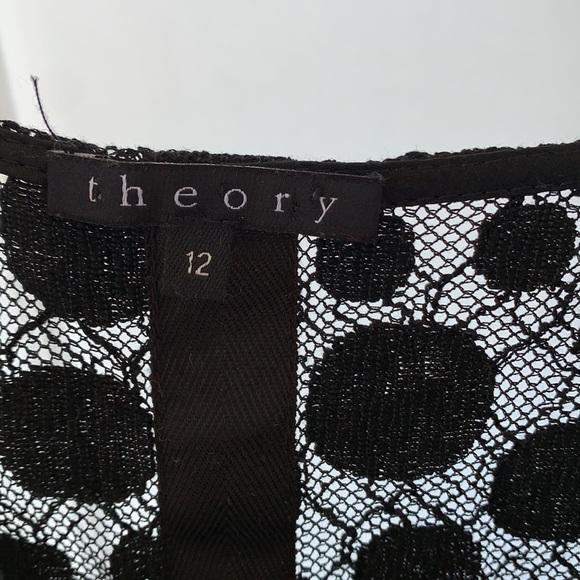 Theory Lined Black Lace Midi Dress sz 12 - Picture 5 of 7